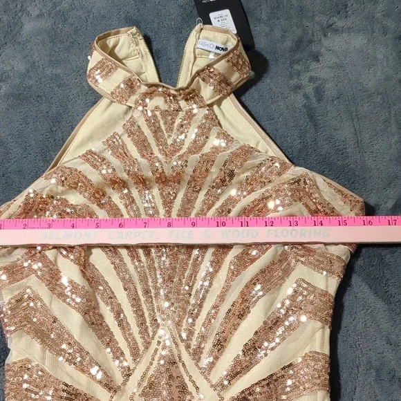 Fashion NOVA rose gold glittery Diva Vibes mini dress size Medium - Picture 12 of 12